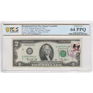 $2 1976 Green seal Small Size $2 Federal Reserve Notes 1935-G (2)