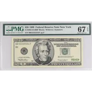 $20 1999 blue-Green seal. Small Size $20 Federal Reserve Notes 2085-B (2)