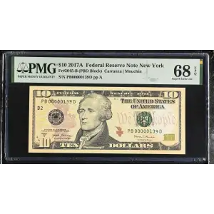 $10 2017-A Treasury seal. Small Size $10 Federal Reserve Notes 2045-B (2)