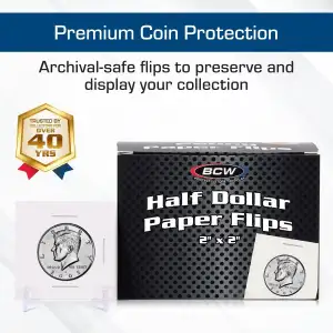 BCW 2x2 Staple Coin Flips - Half Dollar (Pack of 100)