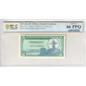 Series 681 5 Cents Military Payment Certificate MPC (2)