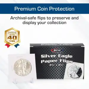 BCW 2.5x2.5 Staple Coin Flips - Silver Eagle/Crown (Pack of 100)