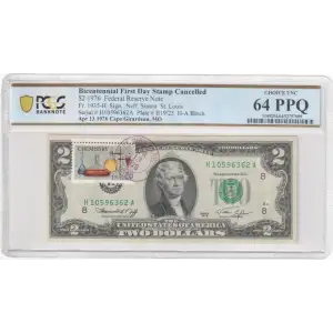 $2 1976 Green seal Small Size $2 Federal Reserve Notes 1935-H (2)