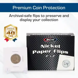BCW 2x2 Staple Coin Flips - Nickel (Pack of 100)