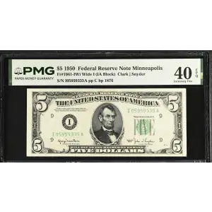 $5 1950 blue-Green seal. Small Size $5 Federal Reserve Notes 1961-I (2)
