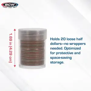 BCW Coin Tubes - Half Dollar (Lot of 5)