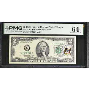 $2 1976 Green seal Small Size $2 Federal Reserve Notes 1935-G (2)