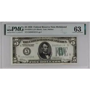 $5 1928 Green seal Small Size $5 Federal Reserve Notes 1950-E (2)