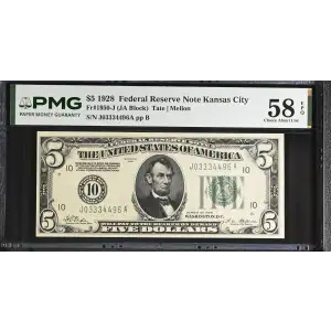 $5 1928 Green seal Small Size $5 Federal Reserve Notes 1950-J (2)