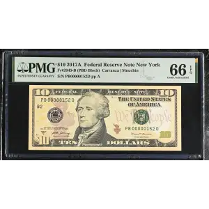 $10 2017-A Treasury seal. Small Size $10 Federal Reserve Notes 2045-B (2)
