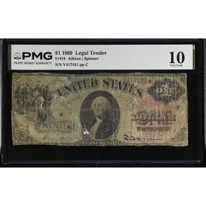 $1 1869 Large Red Legal Tender Issues 18 (2)