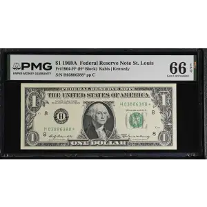 $1 1969-A. Green seal. Small Size $1 Federal Reserve Notes 1904-H* (2)