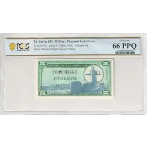 Series 681 5 Cents Military Payment Certificate MPC (2)