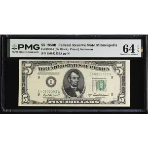 $5 1950-B.  Small Size $5 Federal Reserve Notes 1963-I (2)