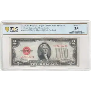 $2 1928-D red seal. Small Legal Tender Notes 1505m* (2)