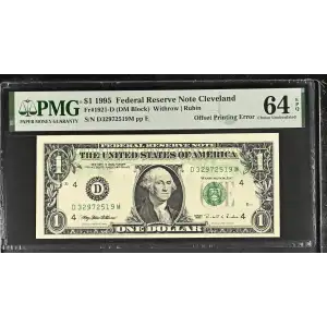 $1 1995 Green seal. Small Size $1 Federal Reserve Notes 1921-D (2)