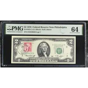$2 1976 Green seal Small Size $2 Federal Reserve Notes 1935-C (2)