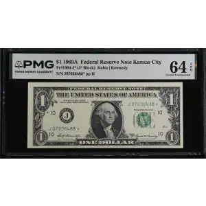 $1 1969-A. Green seal. Small Size $1 Federal Reserve Notes 1904-J* (2)