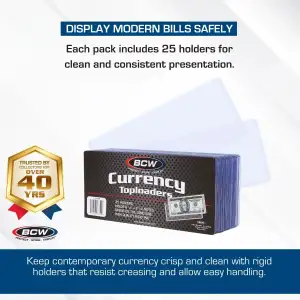 BCW Rigid Currency Toploader - Modern Notes (Pack of 25)