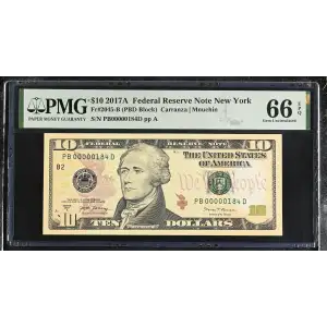 $10 2017-A Treasury seal. Small Size $10 Federal Reserve Notes 2045-B (2)