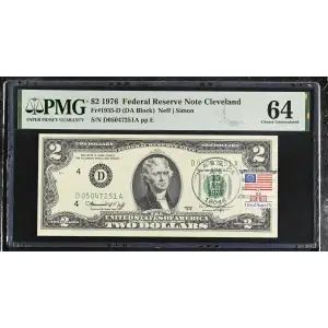 $2 1976 Green seal Small Size $2 Federal Reserve Notes 1935-D (2)