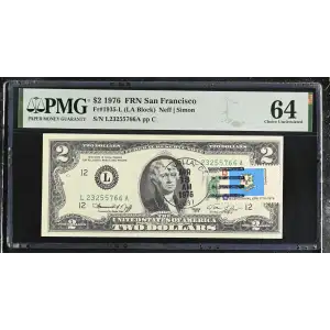 $2 1976 Green seal Small Size $2 Federal Reserve Notes 1935-L (2)
