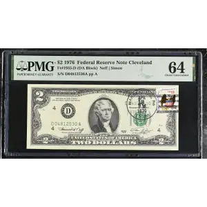 $2 1976 Green seal Small Size $2 Federal Reserve Notes 1935-D (2)