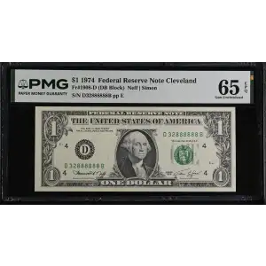 $1 1974 Green seal. Small Size $1 Federal Reserve Notes 1908-D (2)