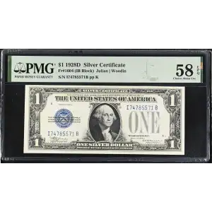 $1 1928-D blue seal. Small Silver Certificates 1604 (2)