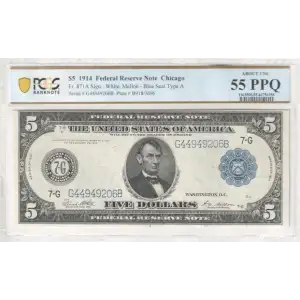 $5 1914 Blue Seal Federal Reserve Notes 871A (2)