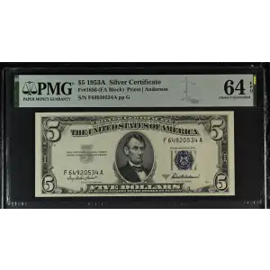 $5 1953-A blue seal. Small Silver Certificates 1656 (2)