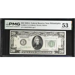 $20 1928-A. Green seal. Small Size $20 Federal Reserve Notes 2051-C (2)