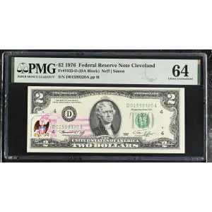 $2 1976 Green seal Small Size $2 Federal Reserve Notes 1935-D (2)