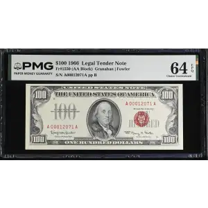 $100 1966 red seal. Small Legal Tender Notes 1550 (2)