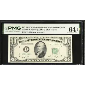 $10 1950  Small Size $10 Federal Reserve Notes 2010-I (2)