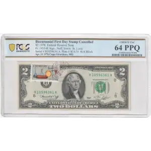 $2 1976 Green seal Small Size $2 Federal Reserve Notes 1935-H (2)