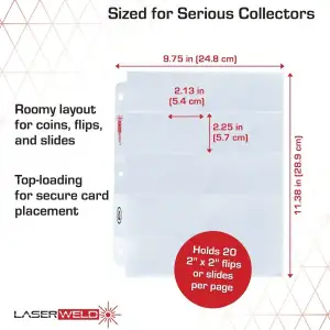 BCW 20 Pocket 2x2 Binder Pages - (Pack of 10)
