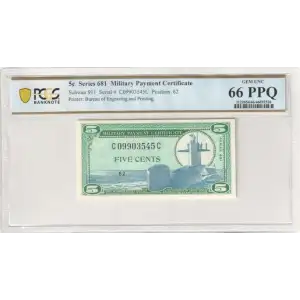 Series 681 5 Cents Military Payment Certificate MPC (2)