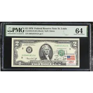 $2 1976 Green seal Small Size $2 Federal Reserve Notes 1935-H (2)