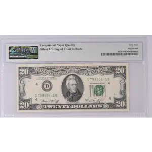 $20 1974 blue-Green seal. Small Size $20 Federal Reserve Notes 2071-D (2)