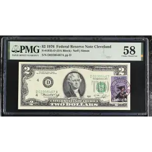 $2 1976 Green seal Small Size $2 Federal Reserve Notes 1935-D (2)