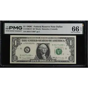 $1 1969-C. Green seal. Small Size $1 Federal Reserve Notes 1906-K* (2)