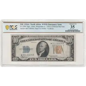 $10 1934-A yellow seal Emergency Notes Issued During WW2 2309* (2)