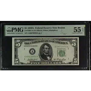 $5 1950-A.  Small Size $5 Federal Reserve Notes 1962-A (2)