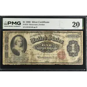 $1 1886 Small Red, plain Silver Certificates 215 (2)