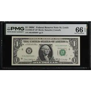 $1 1969-C. Green seal. Small Size $1 Federal Reserve Notes 1906-H* (2)