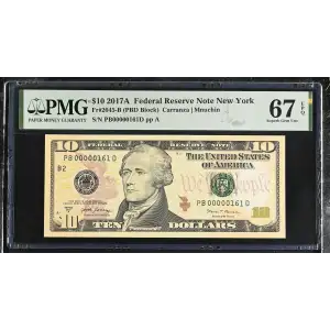 $10 2017-A Treasury seal. Small Size $10 Federal Reserve Notes 2045-B (2)
