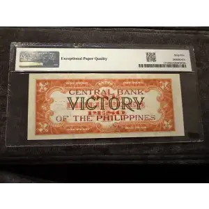 P-117c Philippines 1 Peso Victory Note w/Central Bank Thin Overprint PMG 65 EPQ (4)