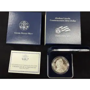 2009 P Abraham Lincoln Bicentennial Proof Silver Dollar - Box & COA