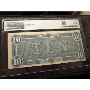 T-68 1864 Confederate $10 Note with CSA Poem Overprint - PMG Graded 55 (2)